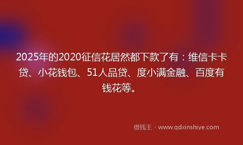 2025年的2020征信花居然都下款了有：维信卡卡贷、小花钱包、51人品贷、度小满金融、百度有钱花等。