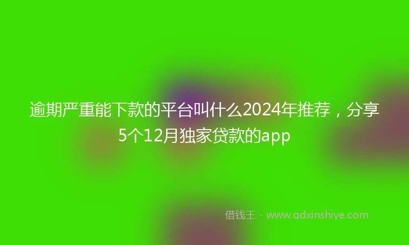逾期严重能下款的平台叫什么2024年推荐，分享5个12月独家贷款的app