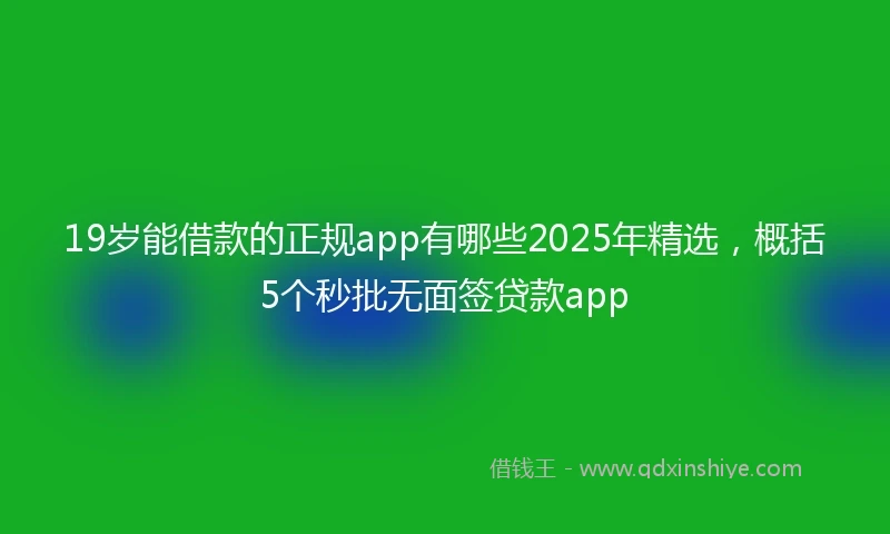 19岁能借款的正规app有哪些2025年精选，概括5个秒批无面签贷款app