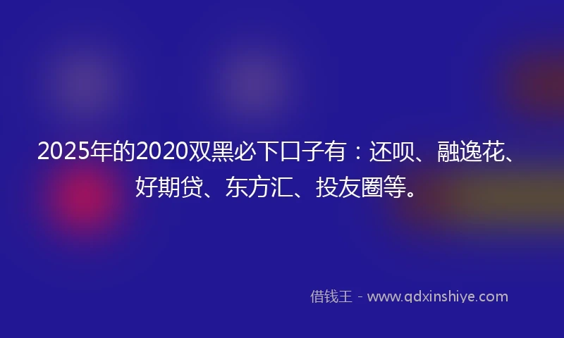 2025年的2020双黑必下口子有：还呗、融逸花、好期贷、东方汇、投友圈等。