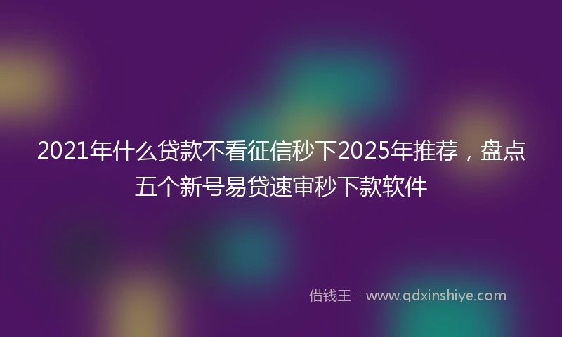 2021年什么贷款不看征信秒下2025年推荐，盘点五个新号易贷速审秒下款软件