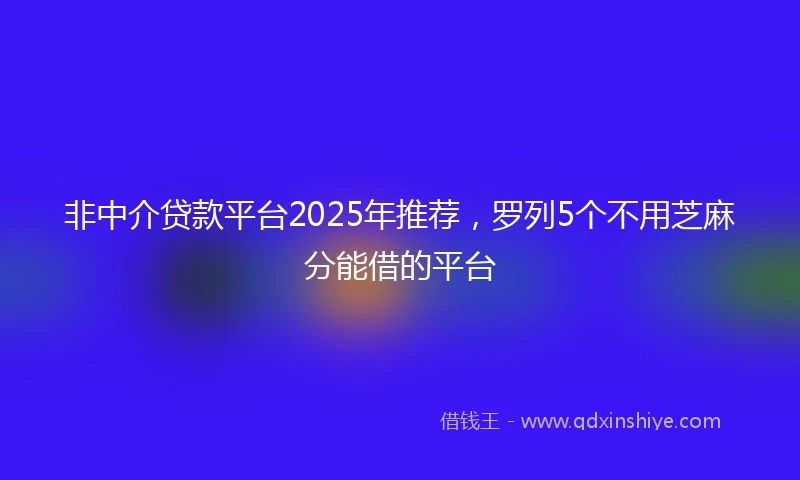 非中介贷款平台2025年推荐，罗列5个不用芝麻分能借的平台