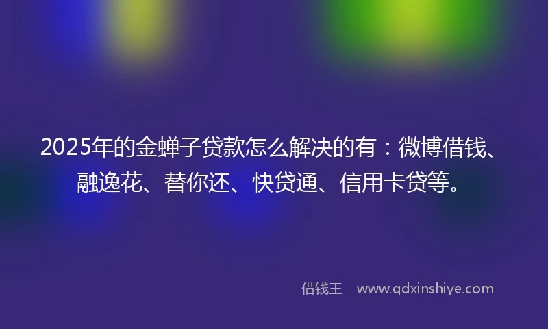 2025年的金蝉子贷款怎么解决的有：微博借钱、融逸花、替你还、快贷通、信用卡贷等。