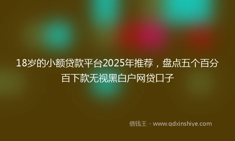 18岁的小额贷款平台2025年推荐，盘点五个百分百下款无视黑白户网贷口子