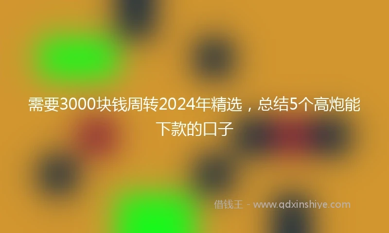 需要3000块钱周转2024年精选，总结5个高炮能下款的口子