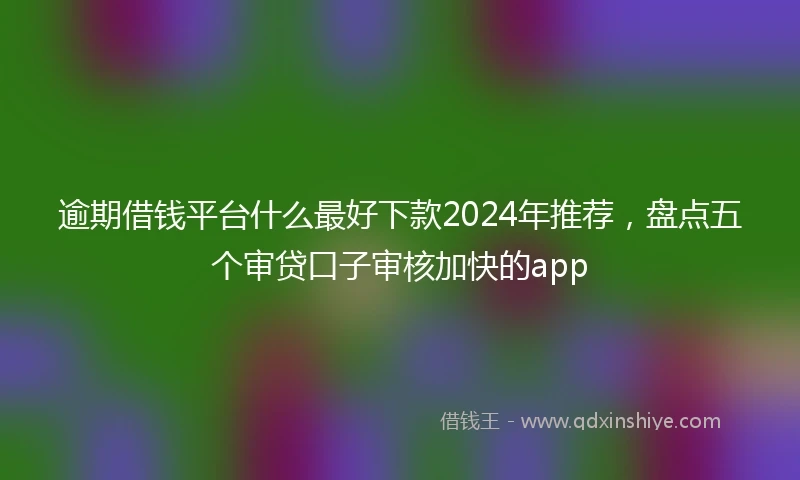 逾期借钱平台什么最好下款2024年推荐，盘点五个审贷口子审核加快的app