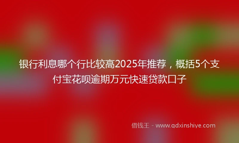 银行利息哪个行比较高2025年推荐，概括5个支付宝花呗逾期万元快速贷款口子