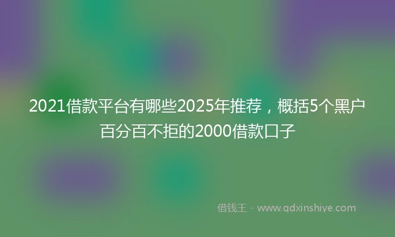 2021借款平台有哪些2025年推荐，概括5个黑户百分百不拒的2000借款口子
