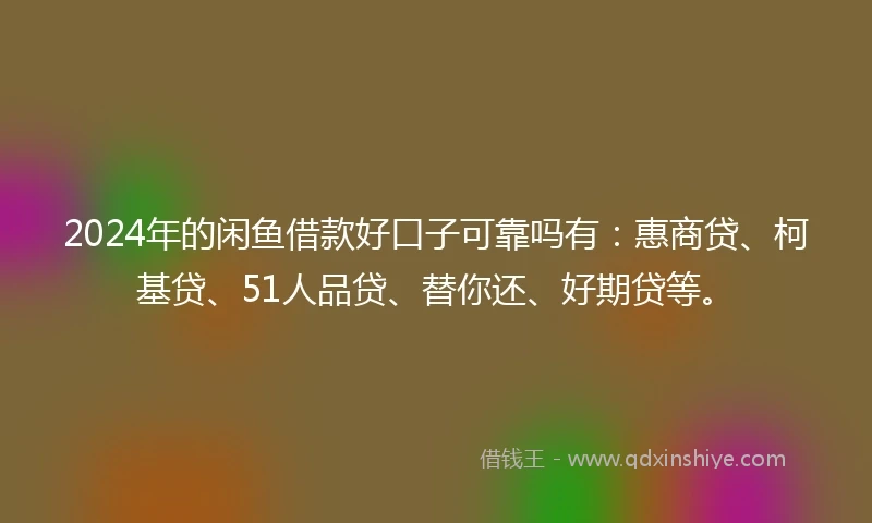 2024年的闲鱼借款好口子可靠吗有：惠商贷、柯基贷、51人品贷、替你还、好期贷等。