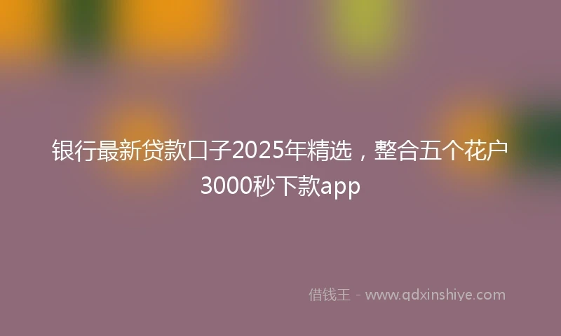 银行最新贷款口子2025年精选，整合五个花户3000秒下款app