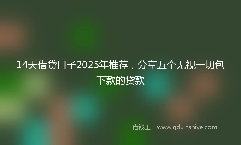14天借贷口子2025年推荐，分享五个无视一切包下款的贷款
