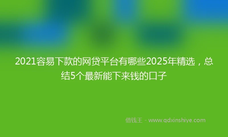 2021容易下款的网贷平台有哪些2025年精选，总结5个最新能下来钱的口子