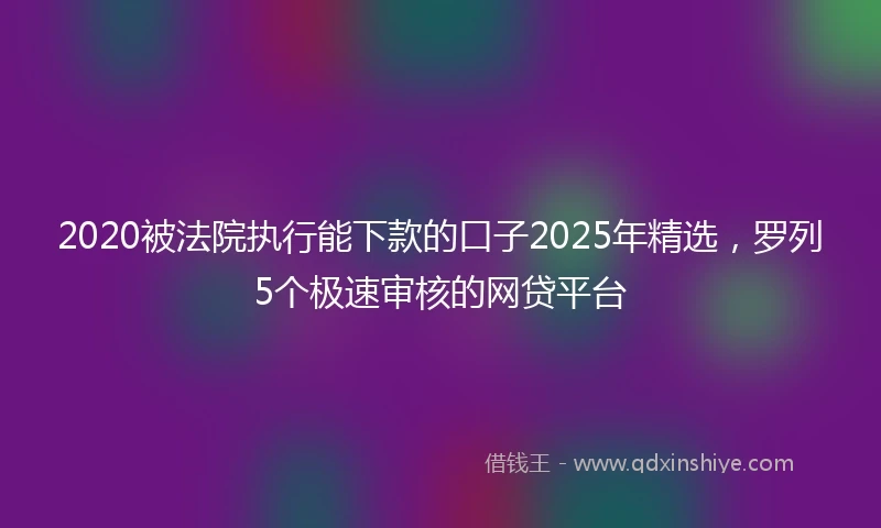 2020被法院执行能下款的口子2025年精选，罗列5个极速审核的网贷平台