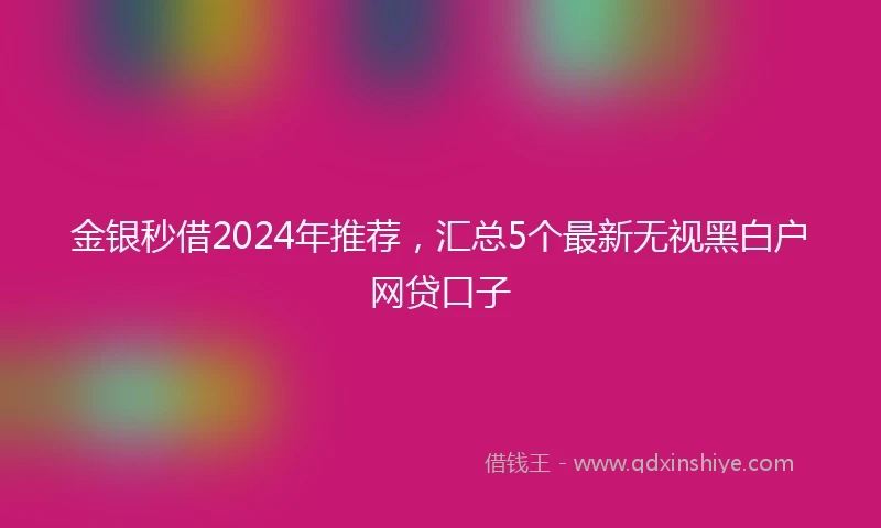 金银秒借2024年推荐，汇总5个最新无视黑白户网贷口子