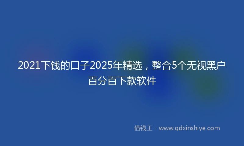 2021下钱的口子2025年精选，整合5个无视黑户百分百下款软件
