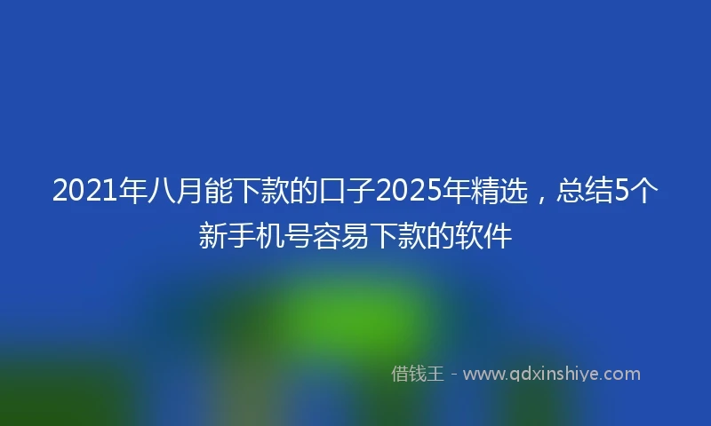 2021年八月能下款的口子2025年精选，总结5个新手机号容易下款的软件