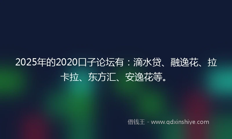 2025年的2020口子论坛有：滴水贷、融逸花、拉卡拉、东方汇、安逸花等。