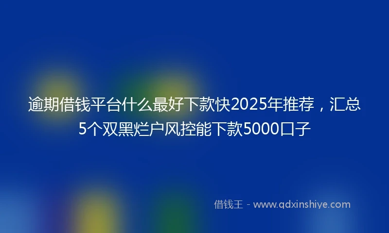 逾期借钱平台什么最好下款快2025年推荐，汇总5个双黑烂户风控能下款5000口子