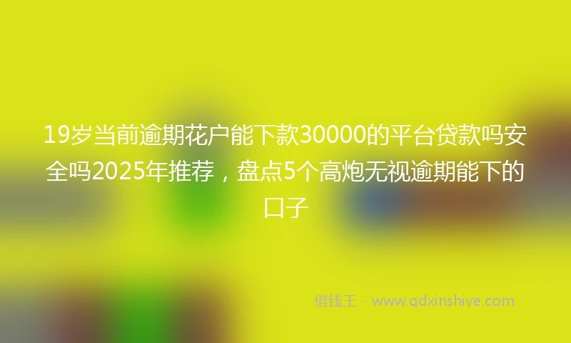 19岁当前逾期花户能下款30000的平台贷款吗安全吗2025年推荐，盘点5个高炮无视逾期能下的口子