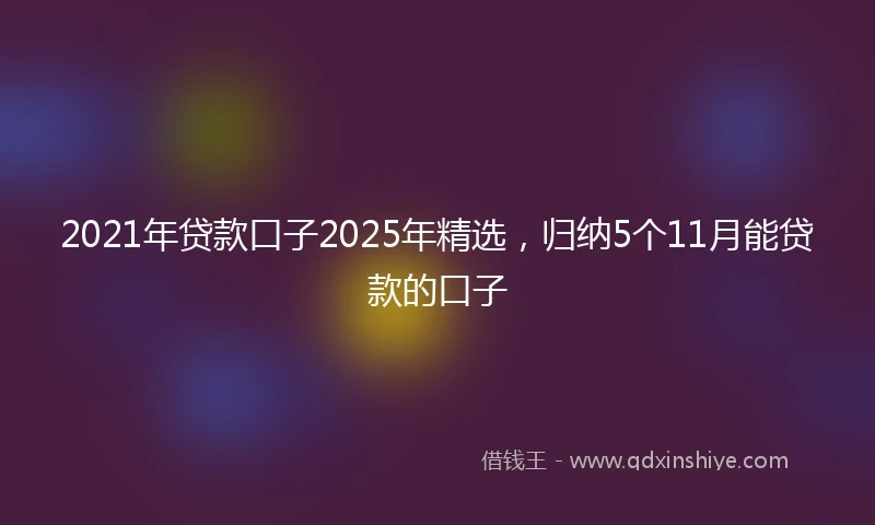 2021年贷款口子2025年精选，归纳5个11月能贷款的口子