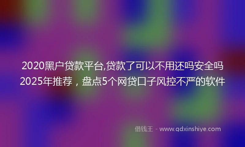 2020黑户贷款平台,贷款了可以不用还吗安全吗2025年推荐，盘点5个网贷口子风控不严的软件