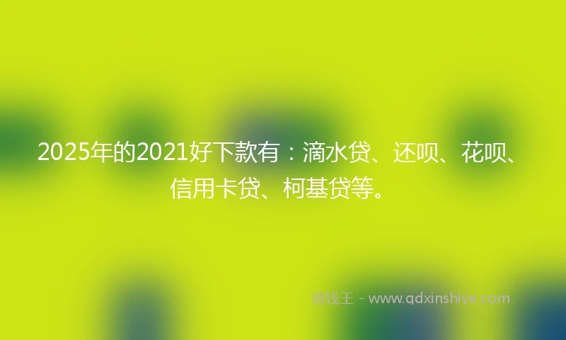 2025年的2021好下款有：滴水贷、还呗、花呗、信用卡贷、柯基贷等。