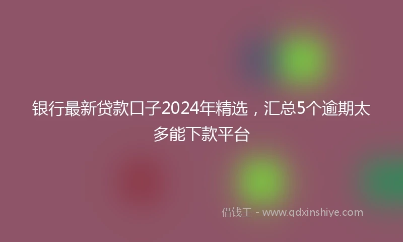 银行最新贷款口子2024年精选，汇总5个逾期太多能下款平台