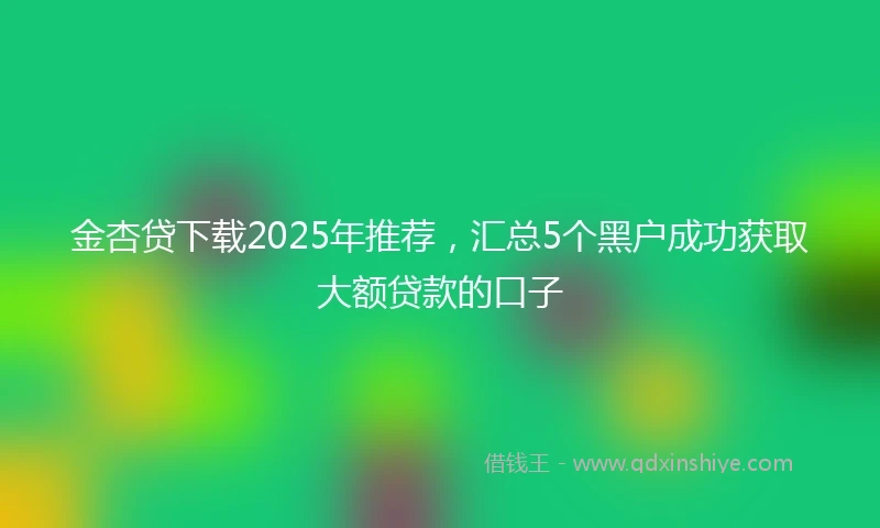 金杏贷下载2025年推荐，汇总5个黑户成功获取大额贷款的口子