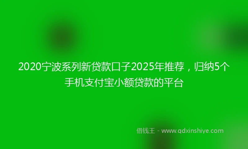 2020宁波系列新贷款口子2025年推荐，归纳5个手机支付宝小额贷款的平台