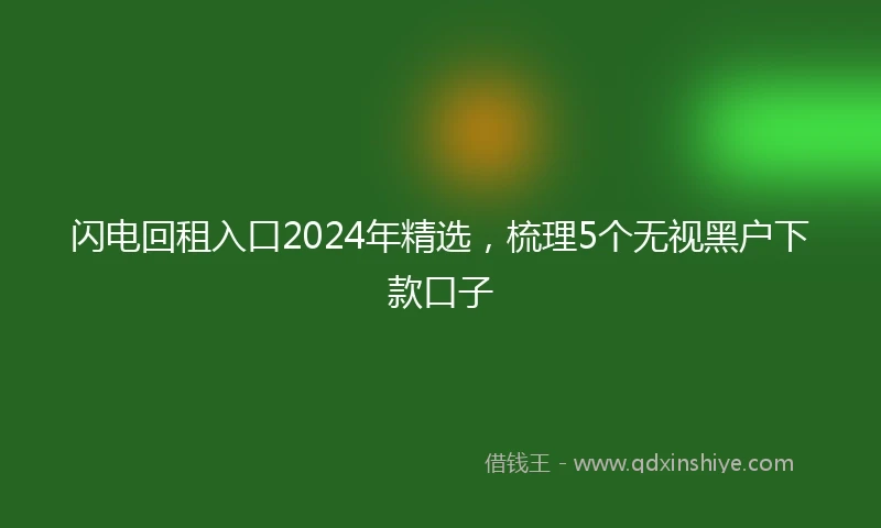 闪电回租入口2024年精选，梳理5个无视黑户下款口子