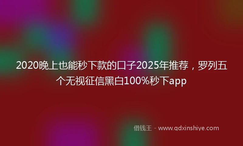 2020晚上也能秒下款的口子2025年推荐，罗列五个无视征信黑白100%秒下app