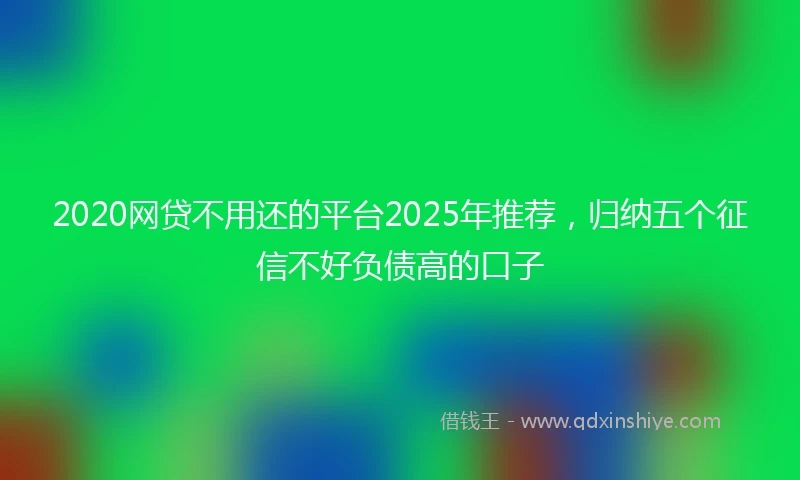 2020网贷不用还的平台2025年推荐，归纳五个征信不好负债高的口子