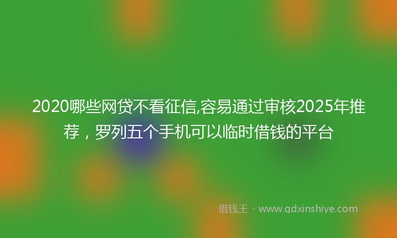 2020哪些网贷不看征信,容易通过审核2025年推荐，罗列五个手机可以临时借钱的平台