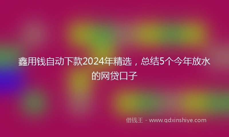 鑫用钱自动下款2024年精选，总结5个今年放水的网贷口子