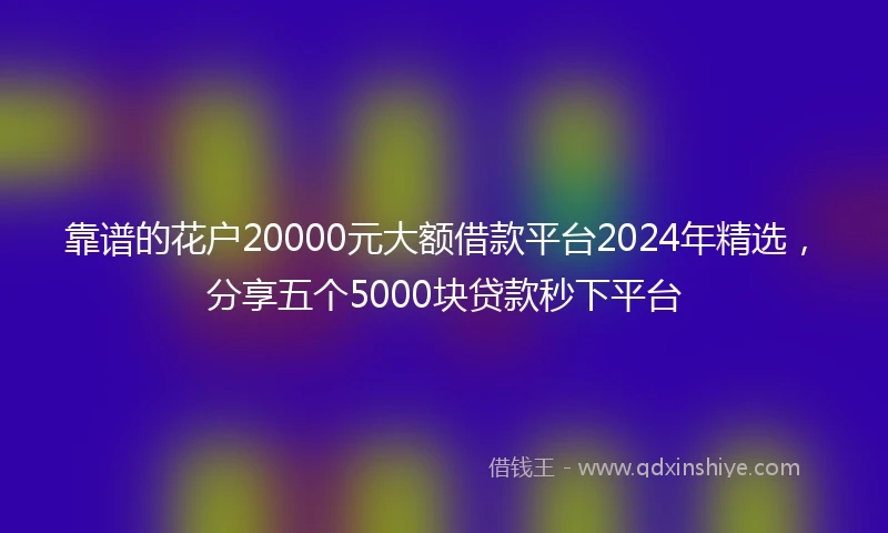 靠谱的花户20000元大额借款平台2024年精选，分享五个5000块贷款秒下平台