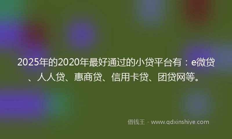 2025年的2020年最好通过的小贷平台有：e微贷、人人贷、惠商贷、信用卡贷、团贷网等。