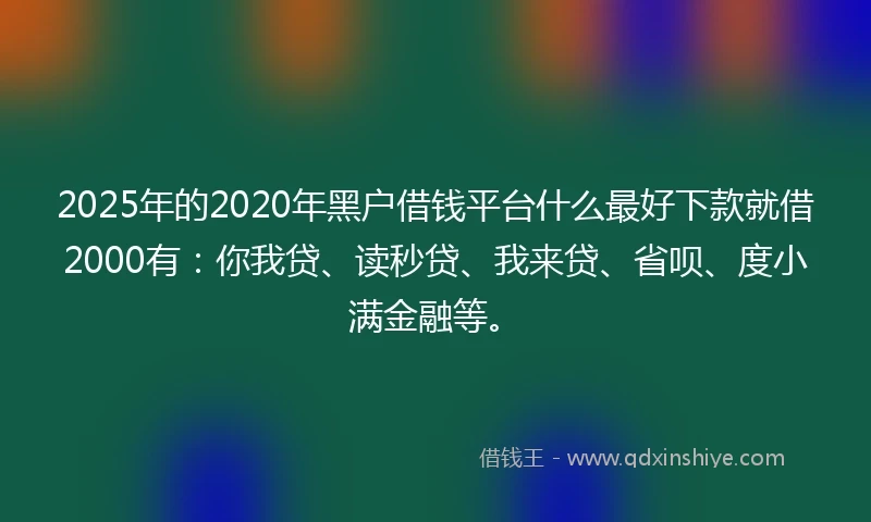 2025年的2020年黑户借钱平台什么最好下款就借2000有：你我贷、读秒贷、我来贷、省呗、度小满金融等。