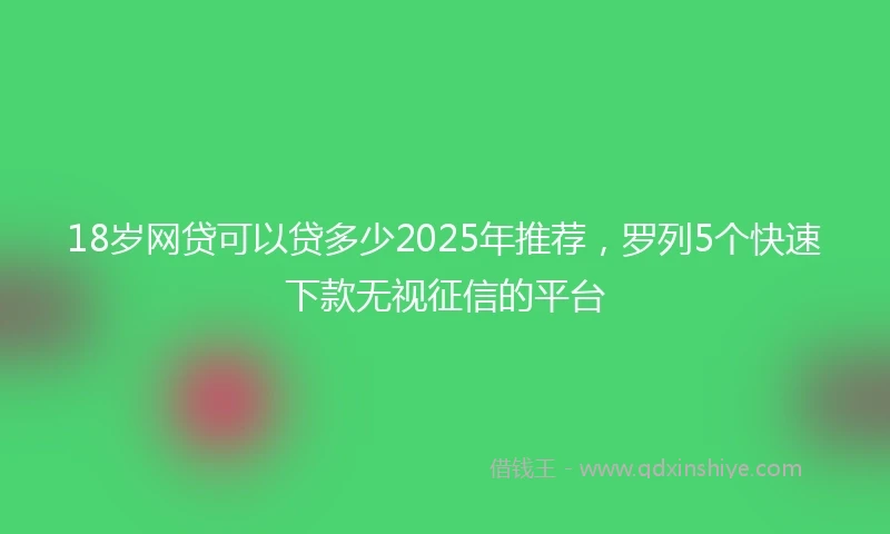 18岁网贷可以贷多少2025年推荐，罗列5个快速下款无视征信的平台