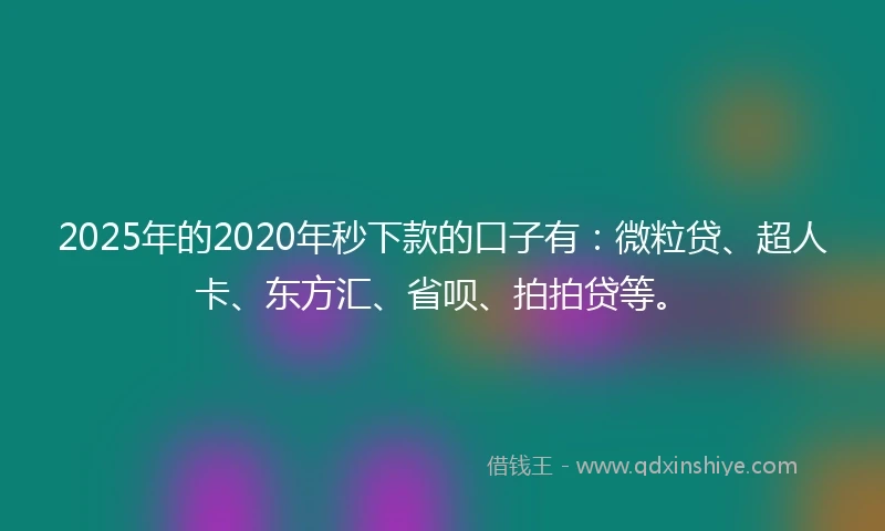 2025年的2020年秒下款的口子有：微粒贷、超人卡、东方汇、省呗、拍拍贷等。