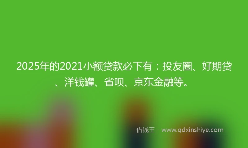2025年的2021小额贷款必下有：投友圈、好期贷、洋钱罐、省呗、京东金融等。