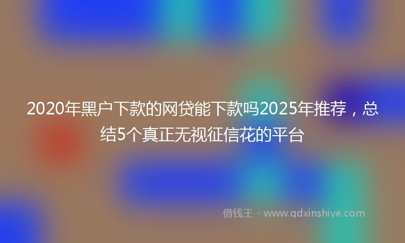 2020年黑户下款的网贷能下款吗2025年推荐，总结5个真正无视征信花的平台