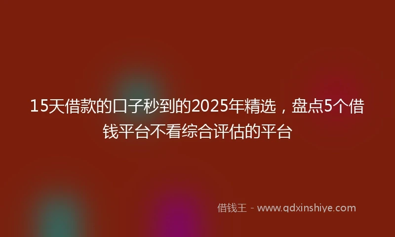 15天借款的口子秒到的2025年精选，盘点5个借钱平台不看综合评估的平台