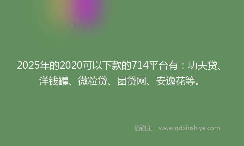 2025年的2020可以下款的714平台有：功夫贷、洋钱罐、微粒贷、团贷网、安逸花等。