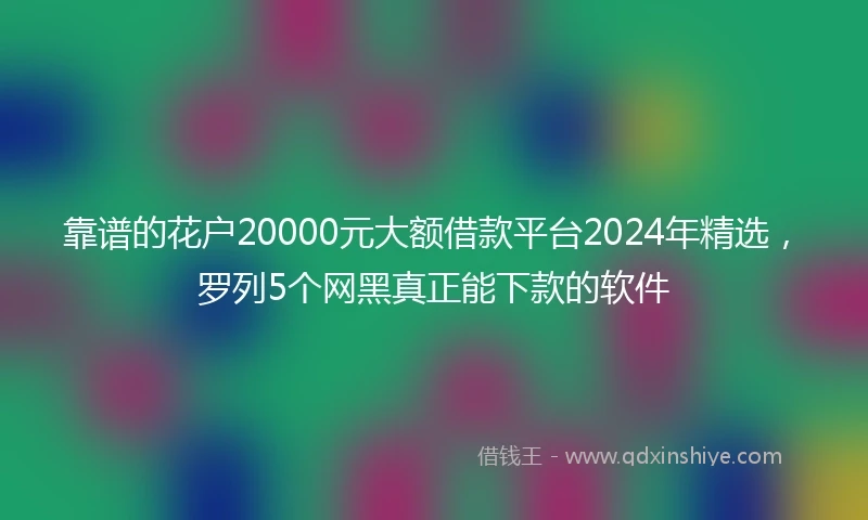 靠谱的花户20000元大额借款平台2024年精选，罗列5个网黑真正能下款的软件