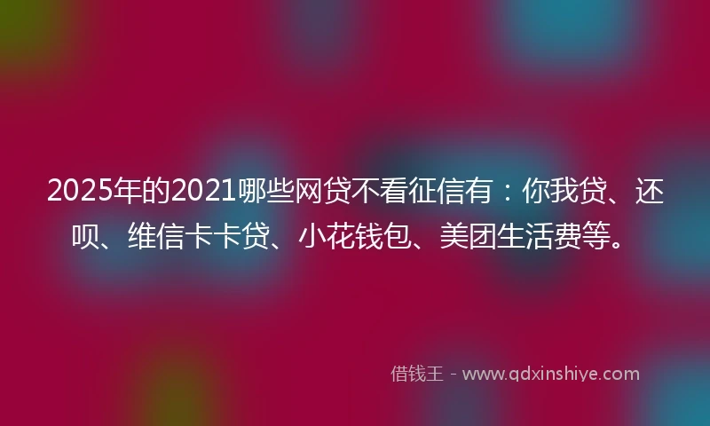 2025年的2021哪些网贷不看征信有：你我贷、还呗、维信卡卡贷、小花钱包、美团生活费等。