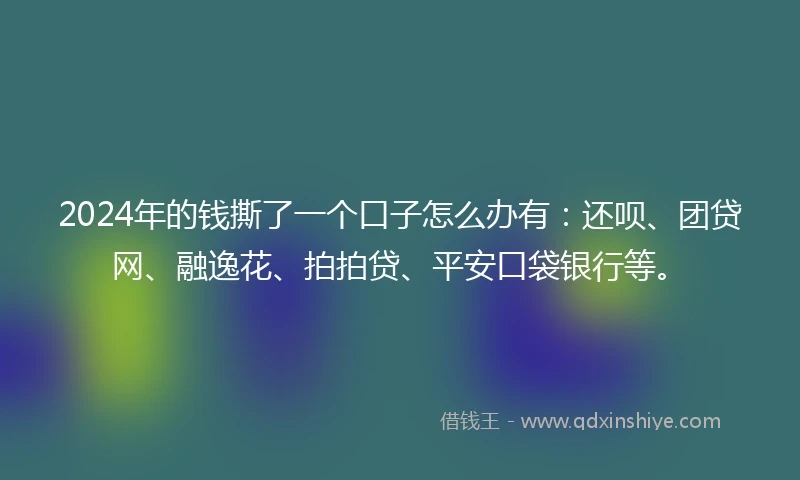 2024年的钱撕了一个口子怎么办有：还呗、团贷网、融逸花、拍拍贷、平安口袋银行等。