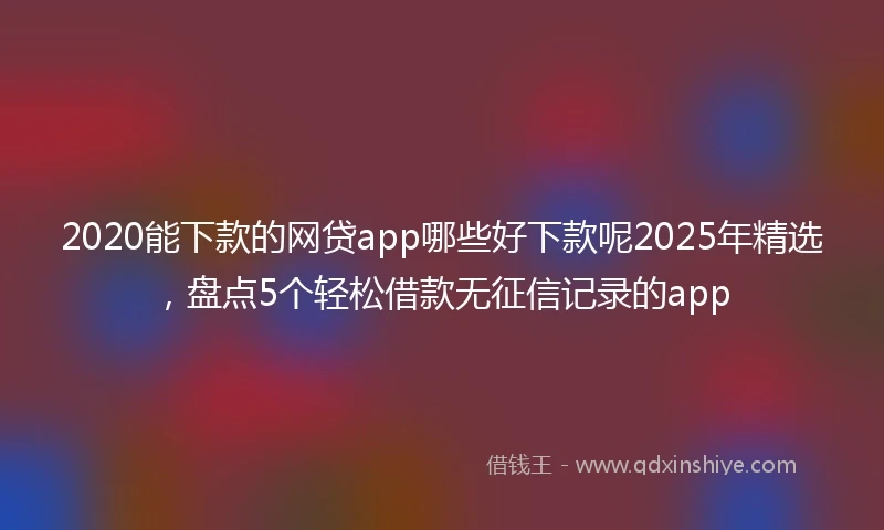 2020能下款的网贷app哪些好下款呢2025年精选，盘点5个轻松借款无征信记录的app