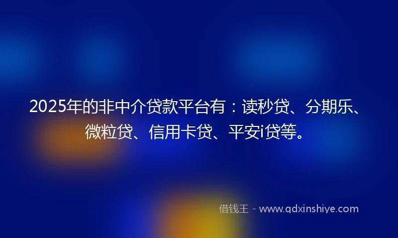 2025年的非中介贷款平台有：读秒贷、分期乐、微粒贷、信用卡贷、平安i贷等。