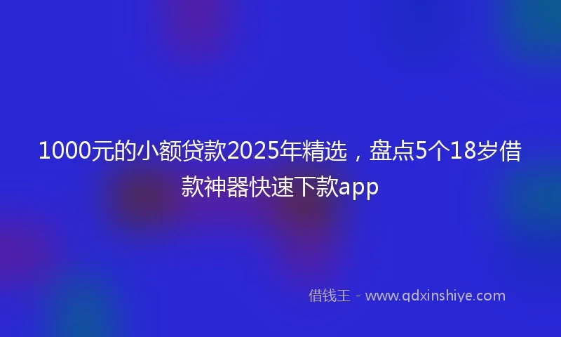 1000元的小额贷款2025年精选，盘点5个18岁借款神器快速下款app