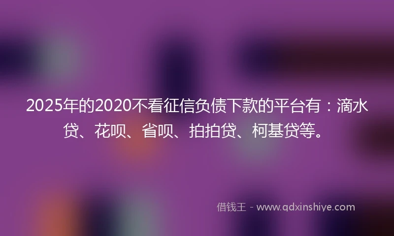 2025年的2020不看征信负债下款的平台有：滴水贷、花呗、省呗、拍拍贷、柯基贷等。